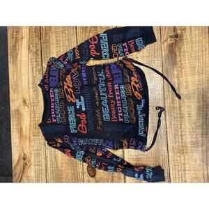 On Fire Girls Size 12 Graphic Sweatshirt Size M Black Multi-Color God